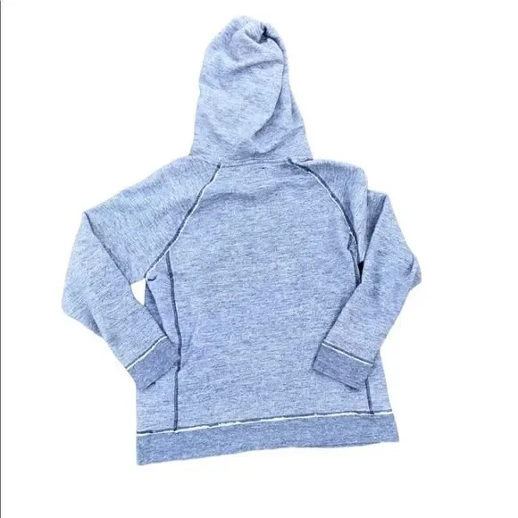EXPRESS Fleece Blue Pullover Hoodie W/ Button Embellishments Size L - Picture 3 of 5